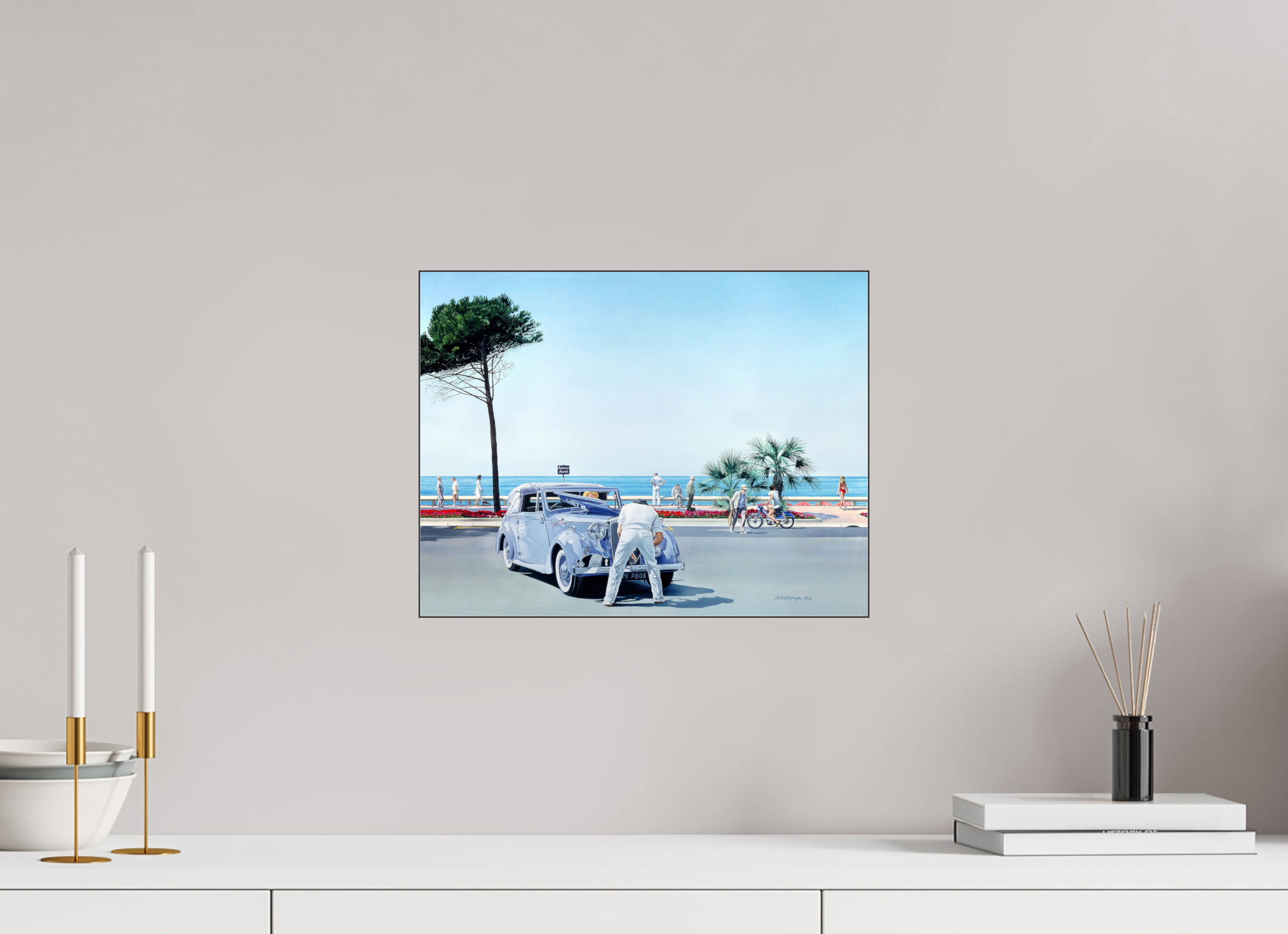 39 x 30 cm, Sous Plexiglas Brillant Cadre Fin Noir Le coup de la panne.