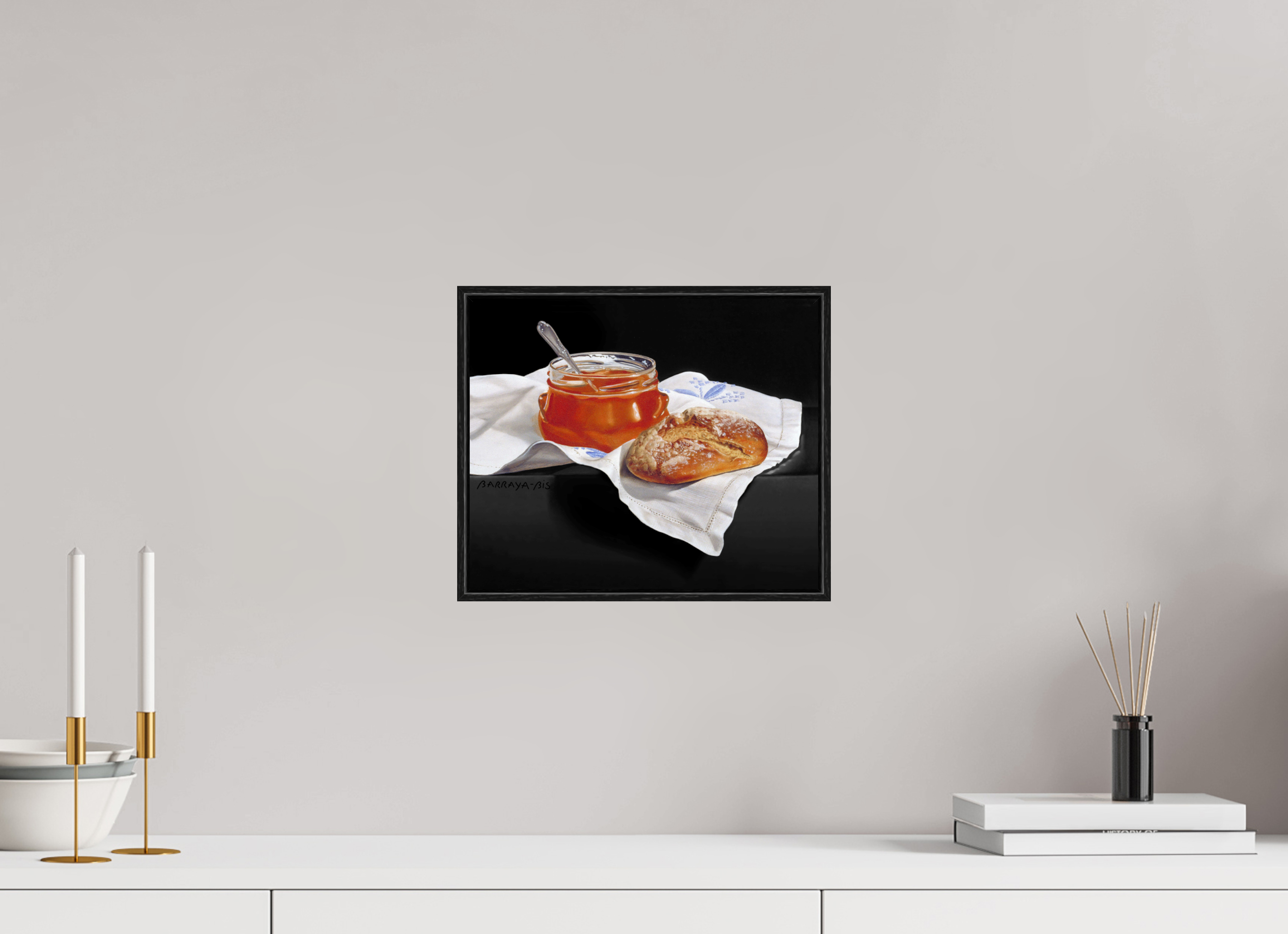 30 x 25 cm, Sur Alu Dibond Mat Cadre 6mm noir Pain, amour, etc…