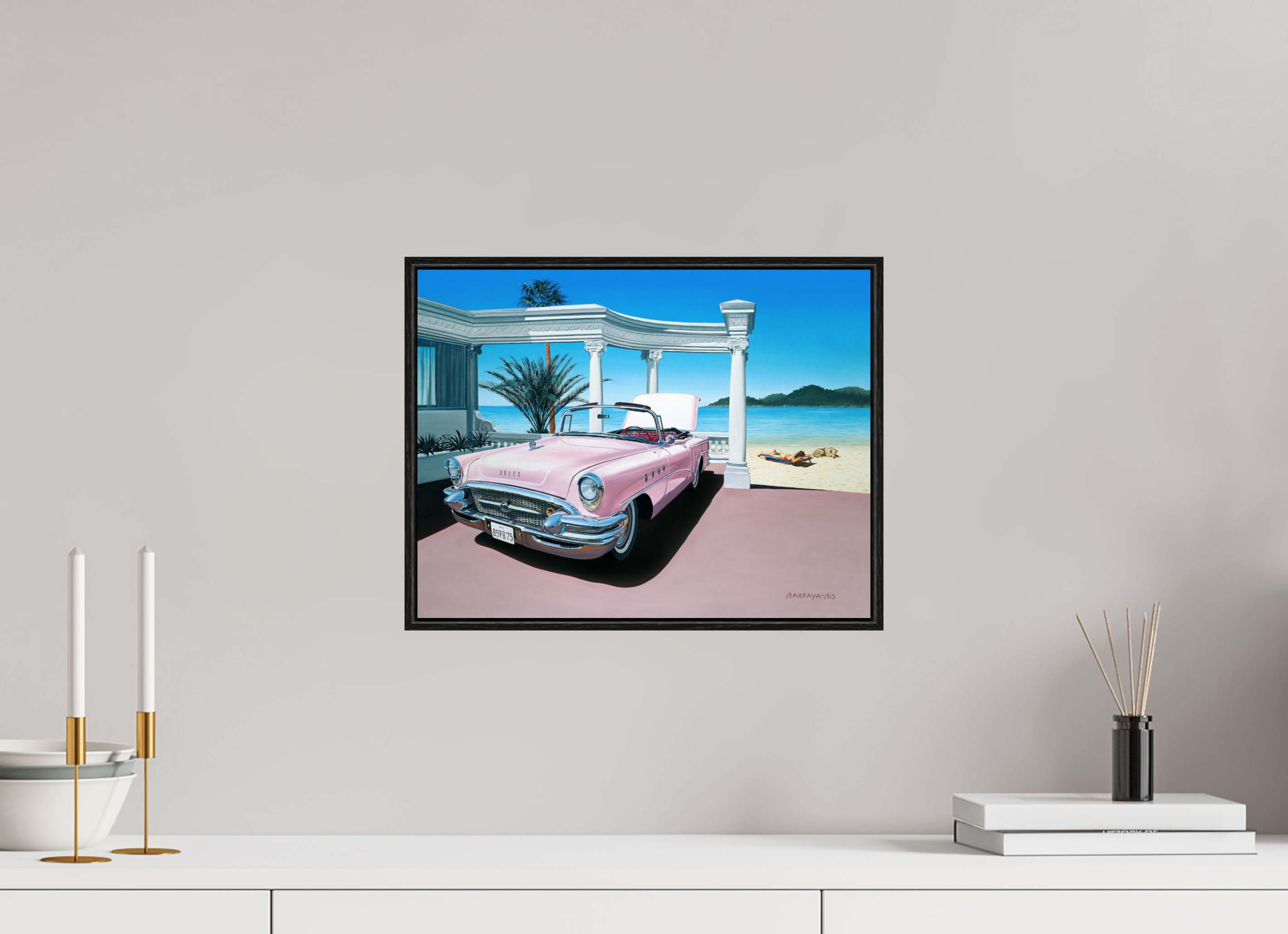 39 x 30 cm, Sur Alu Dibond Mat Cadre 6mm noir La vie en rose.