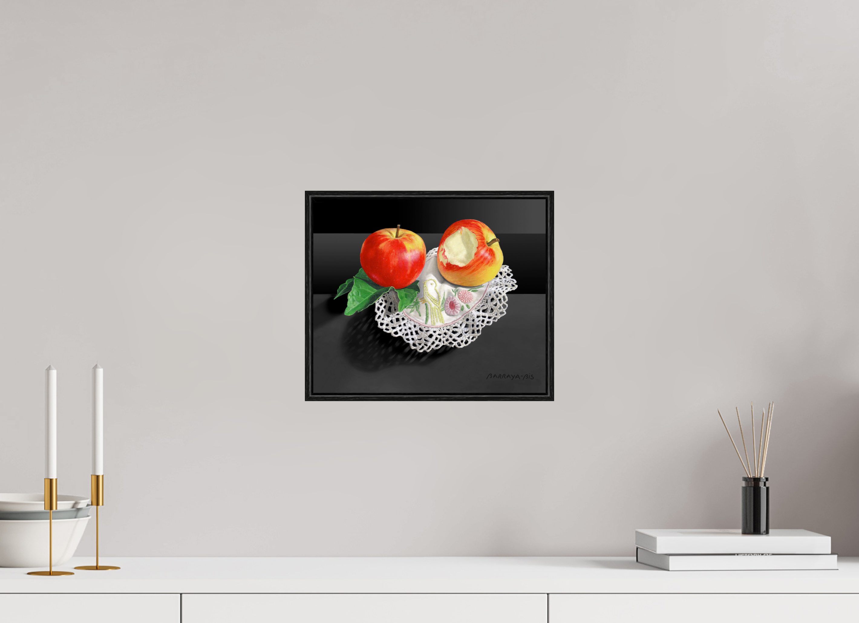 30 x 25 cm, Sur Alu Dibond Mat Cadre 6mm noir Adam et Ève.