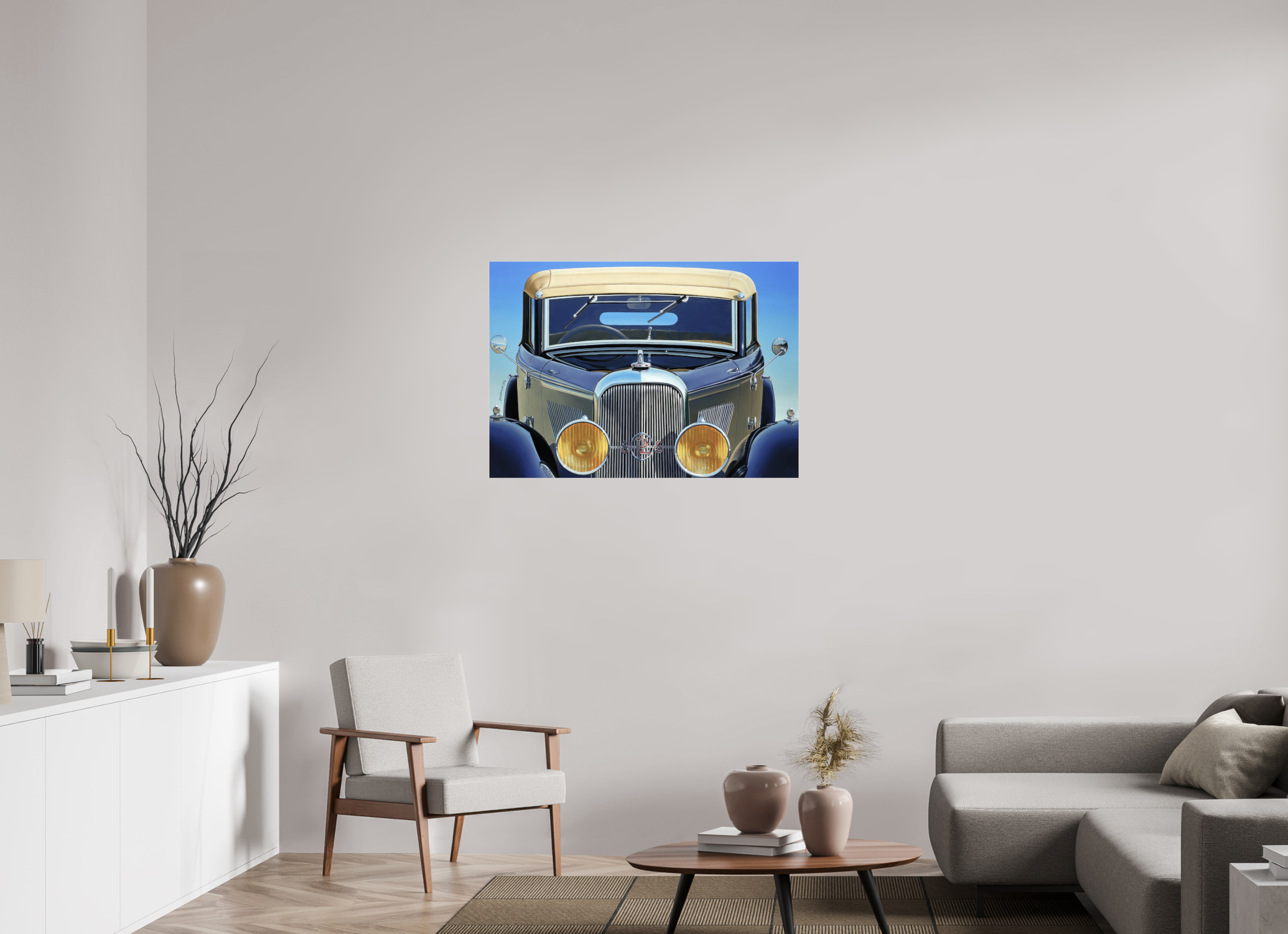 100 x 70 cm, Sous Plexiglas Brillant Auto-portrait Panhard.