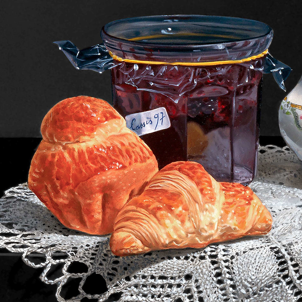 Détail du tableau imprimé sur Dibond : Bonjour Dijon. Confiture de cassis et viennoiseries. Barraya-bis