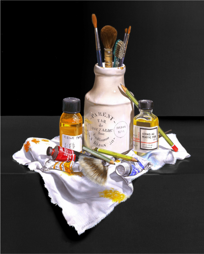 Les instruments de peintre à l'huile, façon Barraya.