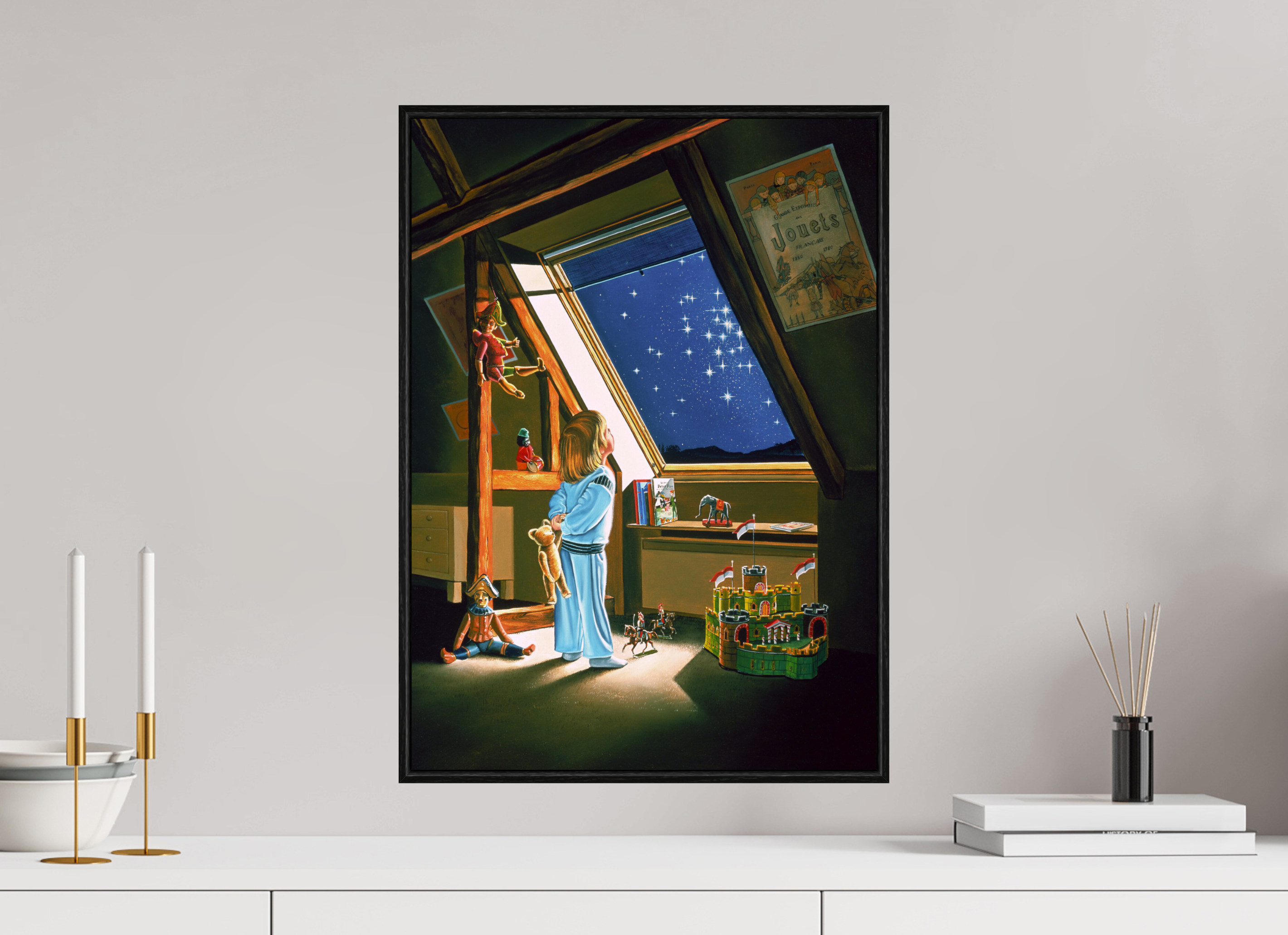 40 x 56 cm, Sur Alu Dibond Mat Cadre 6mm noir Poussière d'étoiles.