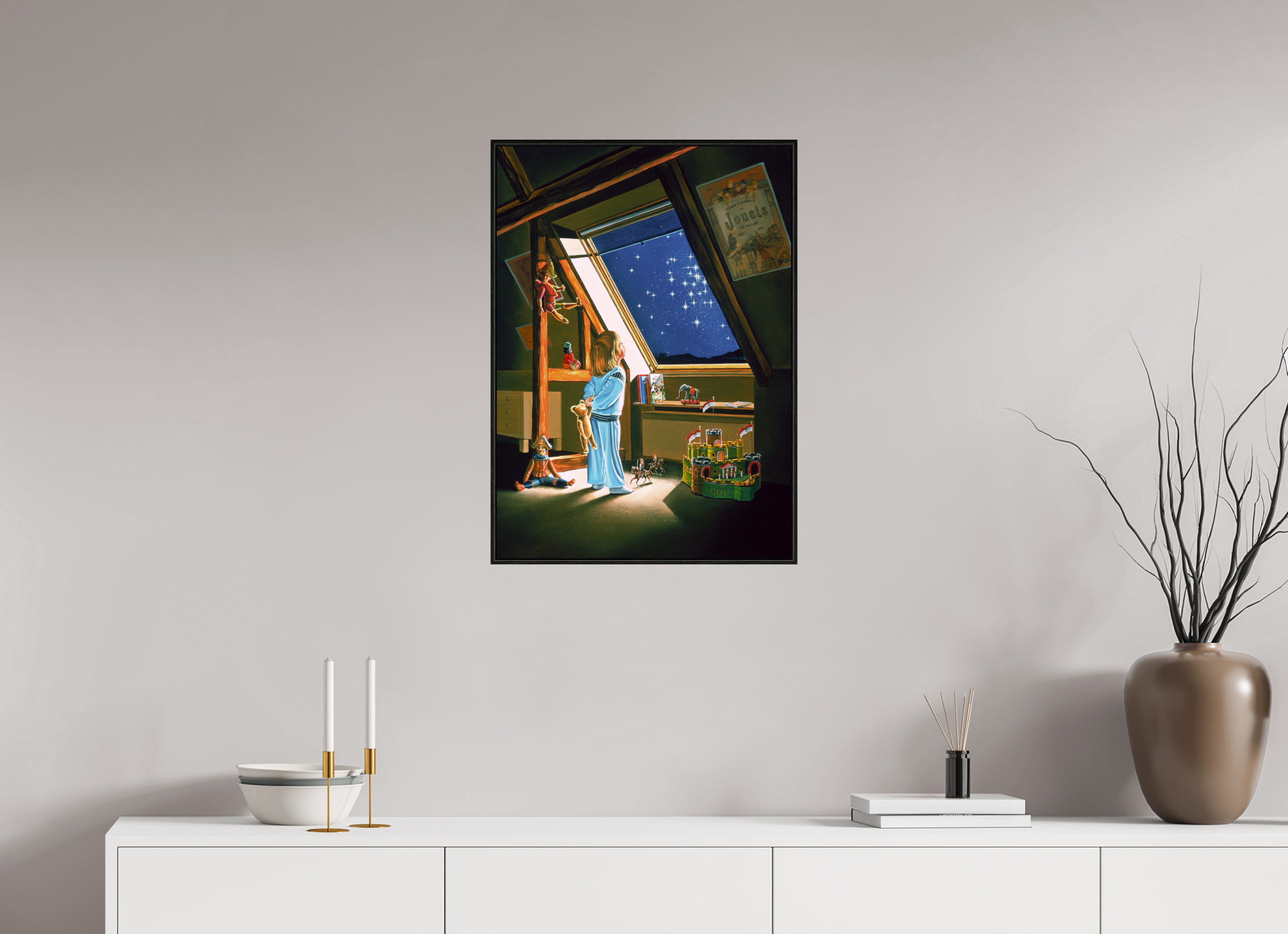 50 x 70 cm, Sur Alu Dibond Mat Cadre 6mm noir Poussière d'étoiles.