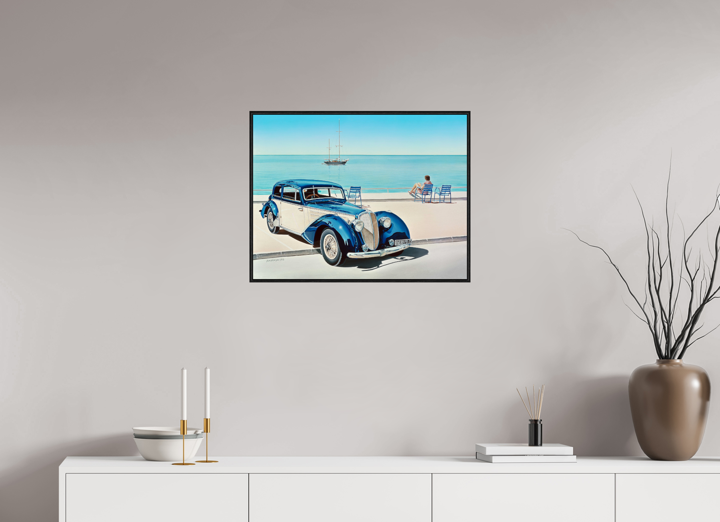 65 x 50 cm, Sur Alu Dibond Mat Cadre 6mm noir Sur la prom'.