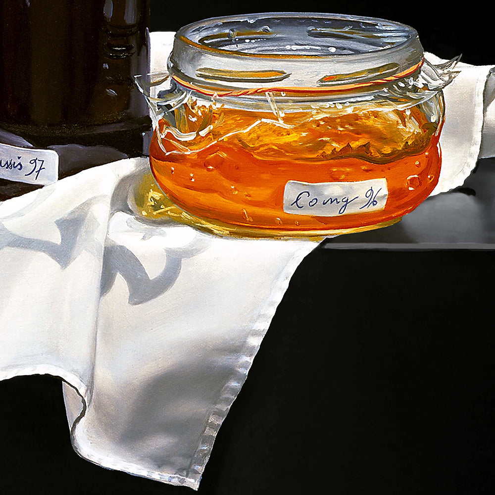 Détail du pot de confiture de coing de l'impression sur Dibond:À l"ancienne. / Barraya-bis